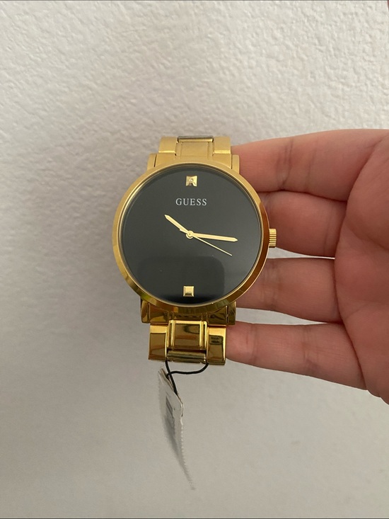 Guess Accessories - Guess Gold Tone Watch with Black Dial